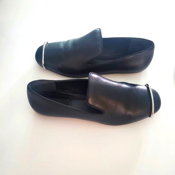 $595 Alexander Wang Leather Metal Ring Loafer Slip on Flats - Picture 1 of 6